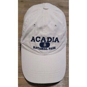 Acadia National Park White Hat Strapback Baseball Trees Cap Prairie Mountain
